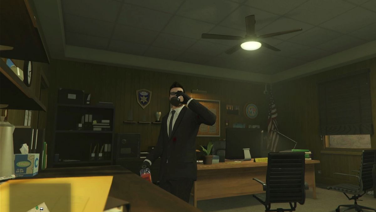 The player celebrates the successful capture of Cleo Song in the Bail Office. 