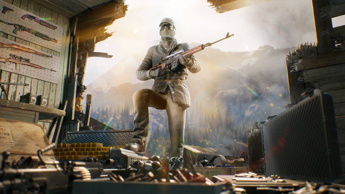 A player poses with a sniper rifle with a scope in Vigor, which has a weapon system similar to PUBG. 