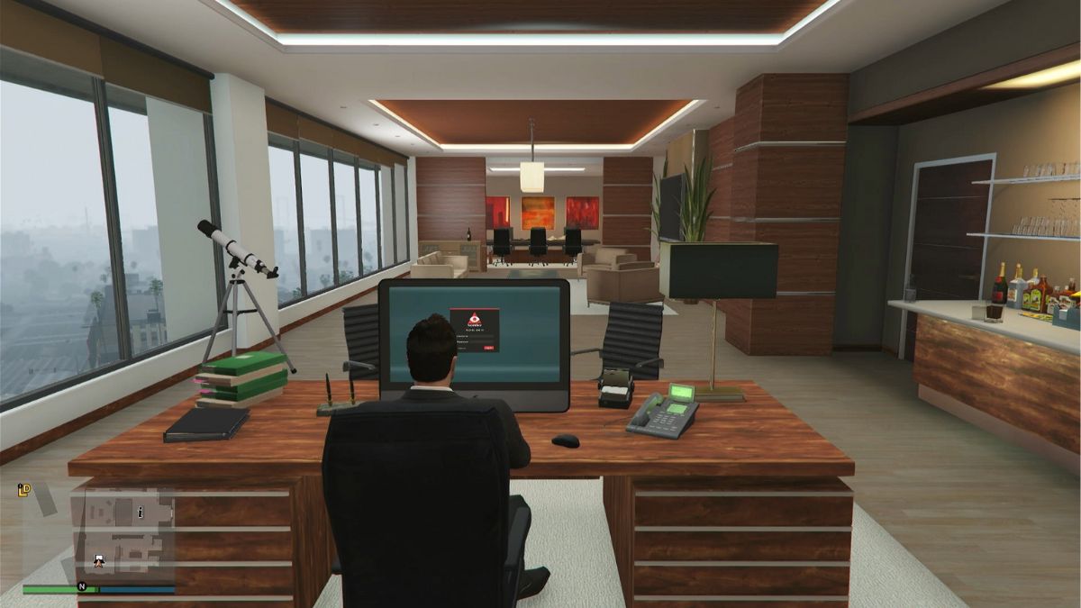 Player sitting in office business after learning how to buy a business in GTA V Online
