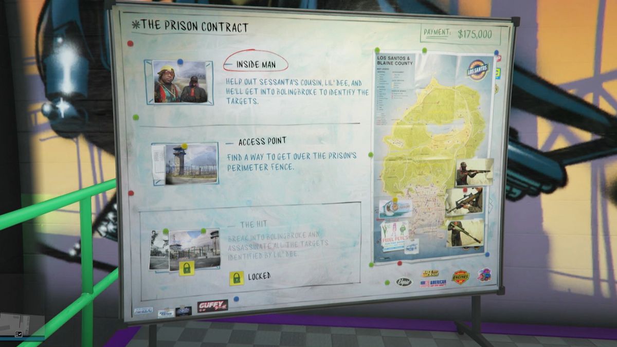 The contracts board in the auto shop after you learn how to buy an auto shop in GTA Online.