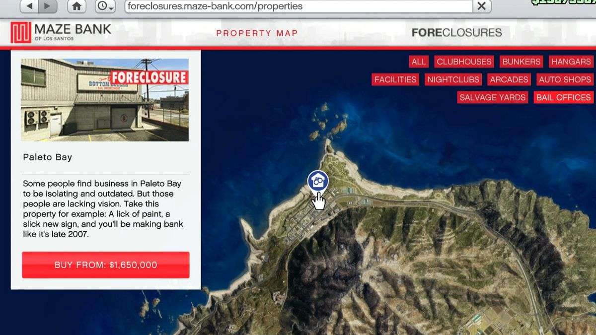 Map showing the location of the Paleto bay bail office