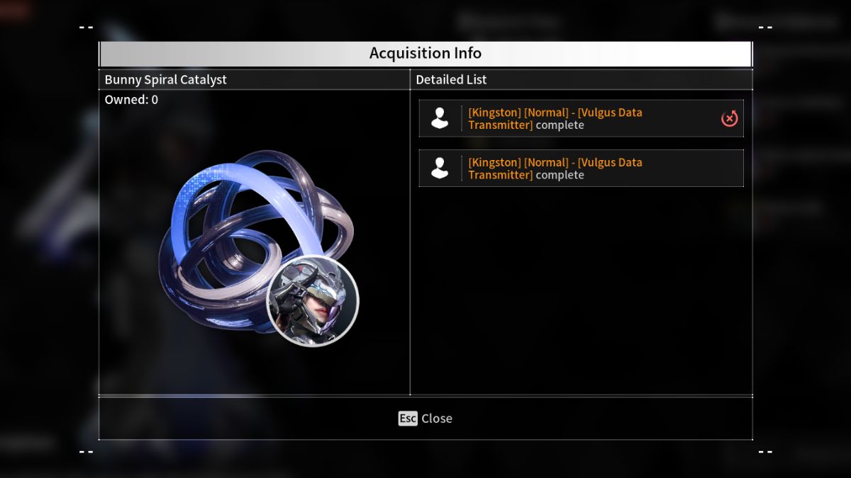 Bunny's Spiral Catalyst and which mission to find it in in The First Descendant.