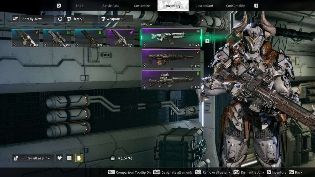 A clean player inventory after learning how to clear inventory in the First Descendant.