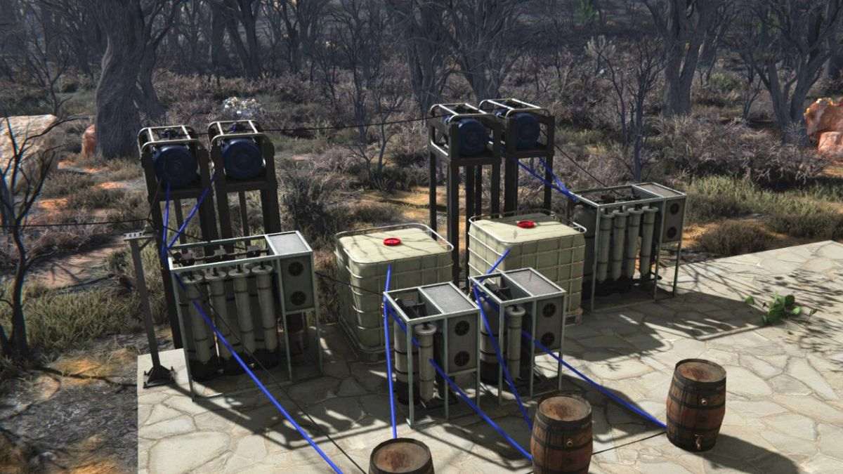 A full acid farming production facility with all equipment visible in Once Human. 