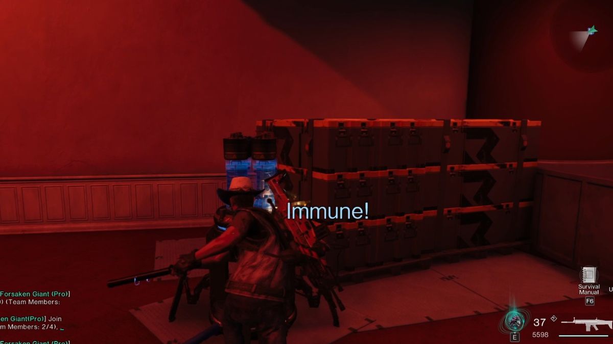 A Player activating the power equipment in Securement Silo Alpha to face the secret boss. 