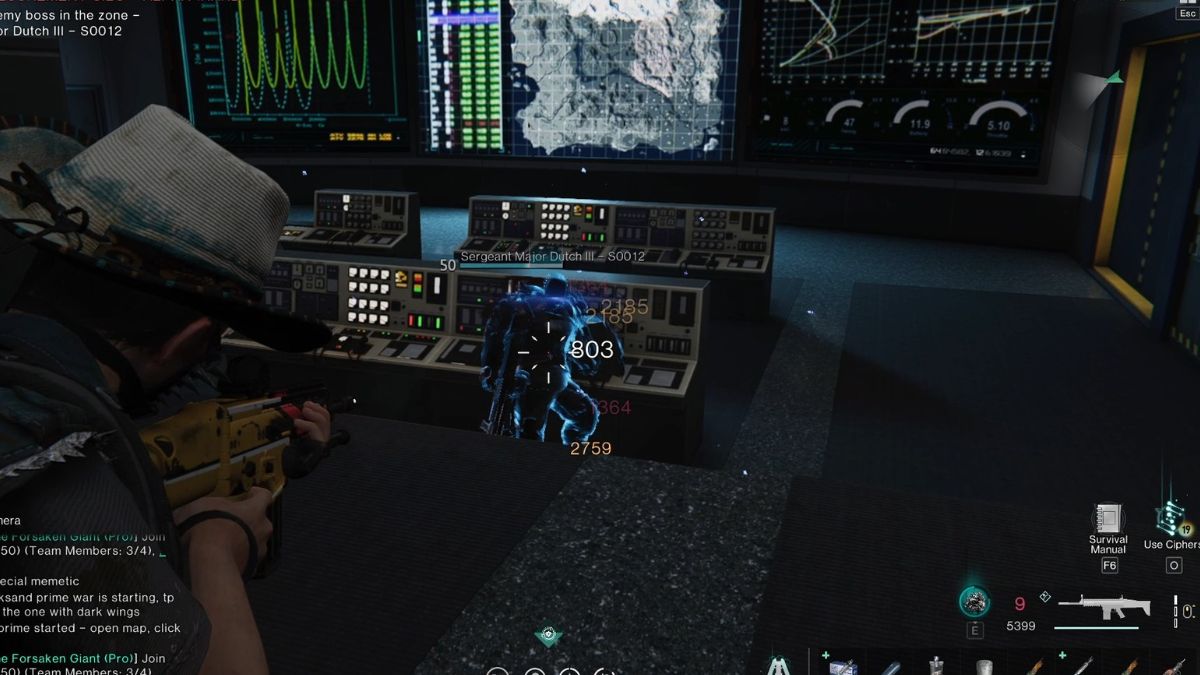 A player fights the boss of Securement Silo Alpha, quickly bursting down his health. 