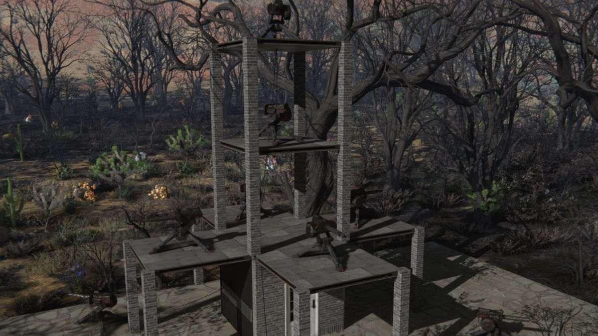 A gun turret tower used in the Territory Purification event to farm Starchrom, with 10 turrers and strong walls. 
