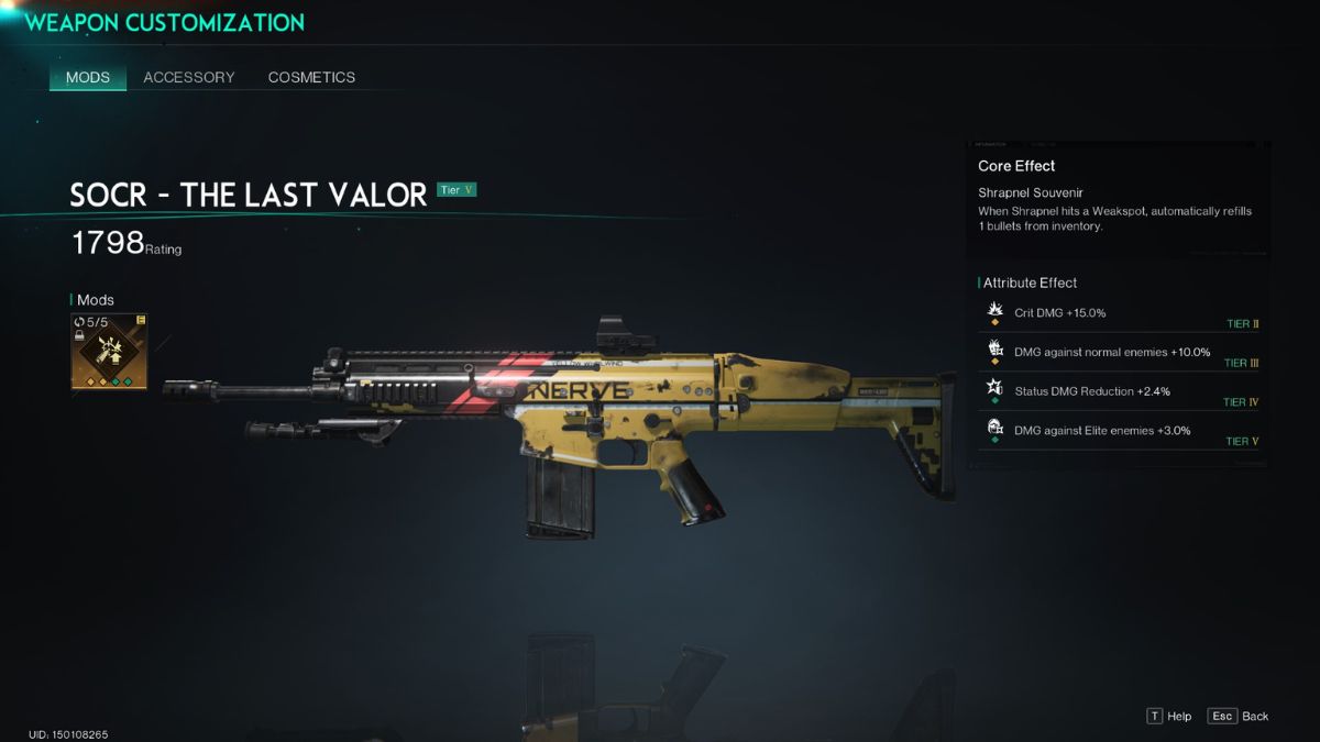 The weapon modification screen in Once Human for beginners to familiarize themselves. 