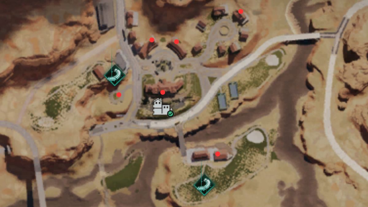 All the storage crate locations in Evergreen marked as dots on a map in Once Human.