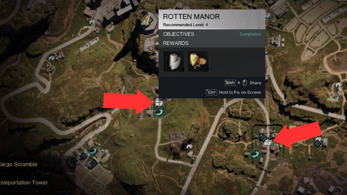 Area exploration icons marked on the map with arrows in Once Human.