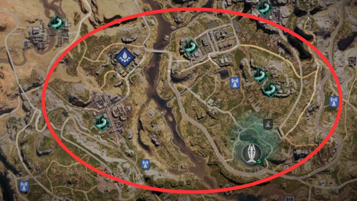 The are where players can find Refined Parts circled on a map in Once Human.