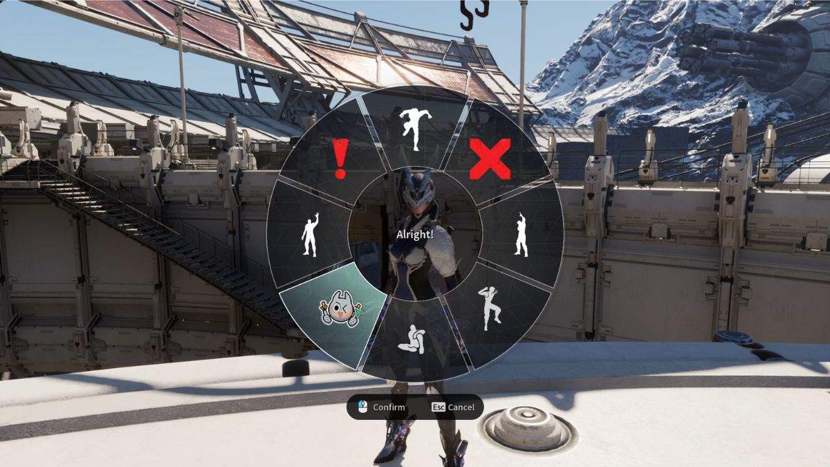 The Ring Menu in The First Descendant that allows players to use emotes on PC.