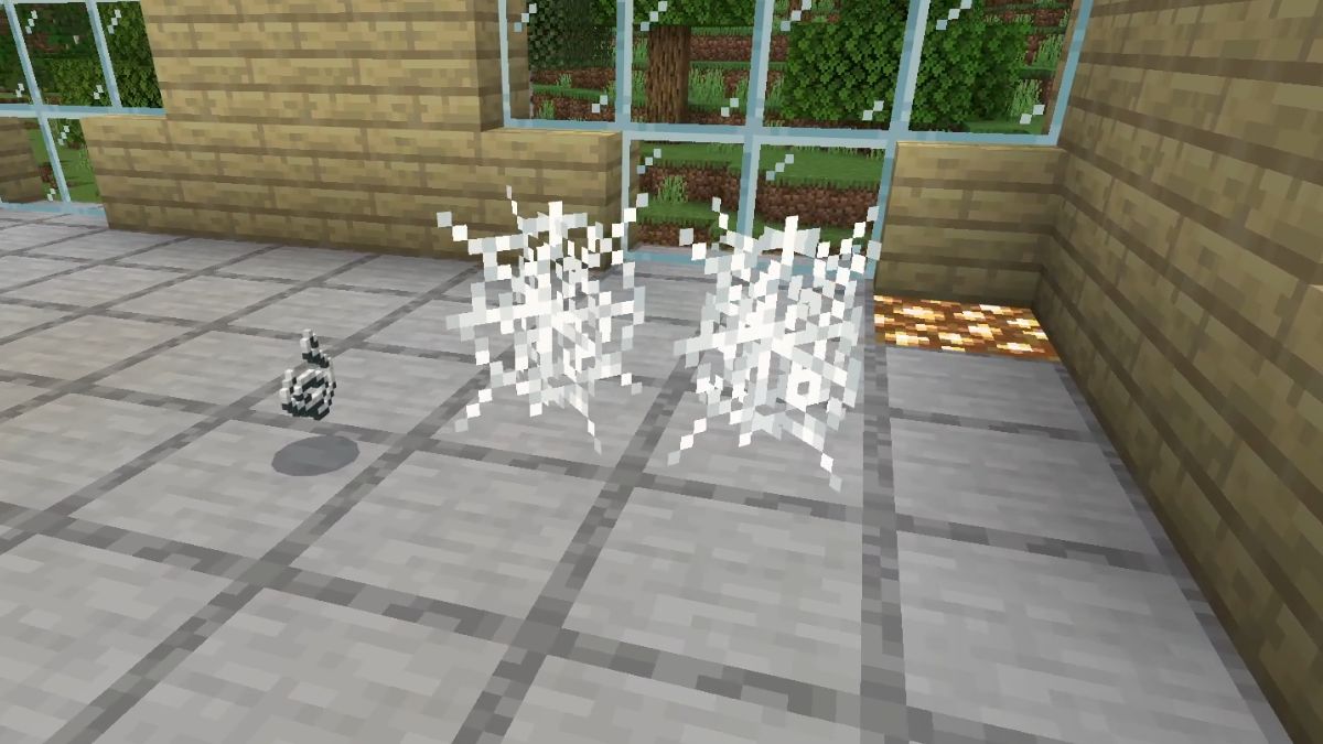 Cobwebs in Minecraft that drop String when broken with a sword or with water.