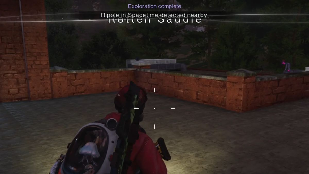 The exploration-complete message on the player's screen after clearing Rotten Saddle in Once Human.