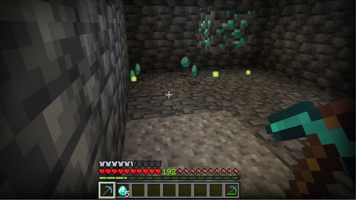 Four Diamonds in Minecraft dropped by a single Ore thanks to the Fortune III enchantment on the Diamond Pickaxe.