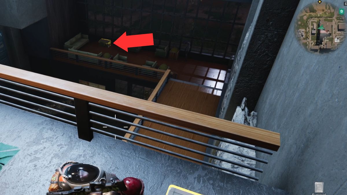 A gear crate in the large red building near the Mystical Crate marked by an arrow at Rotten Saddle in Once Human.
