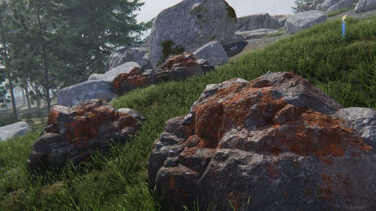 Iron ore on a mountain in Once Human, showing players what they look like in-game. 