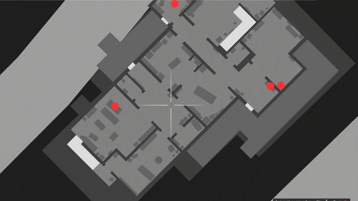 Map of weapon locations in the farmhouse for the Leroy O'Neil bounty mission. 