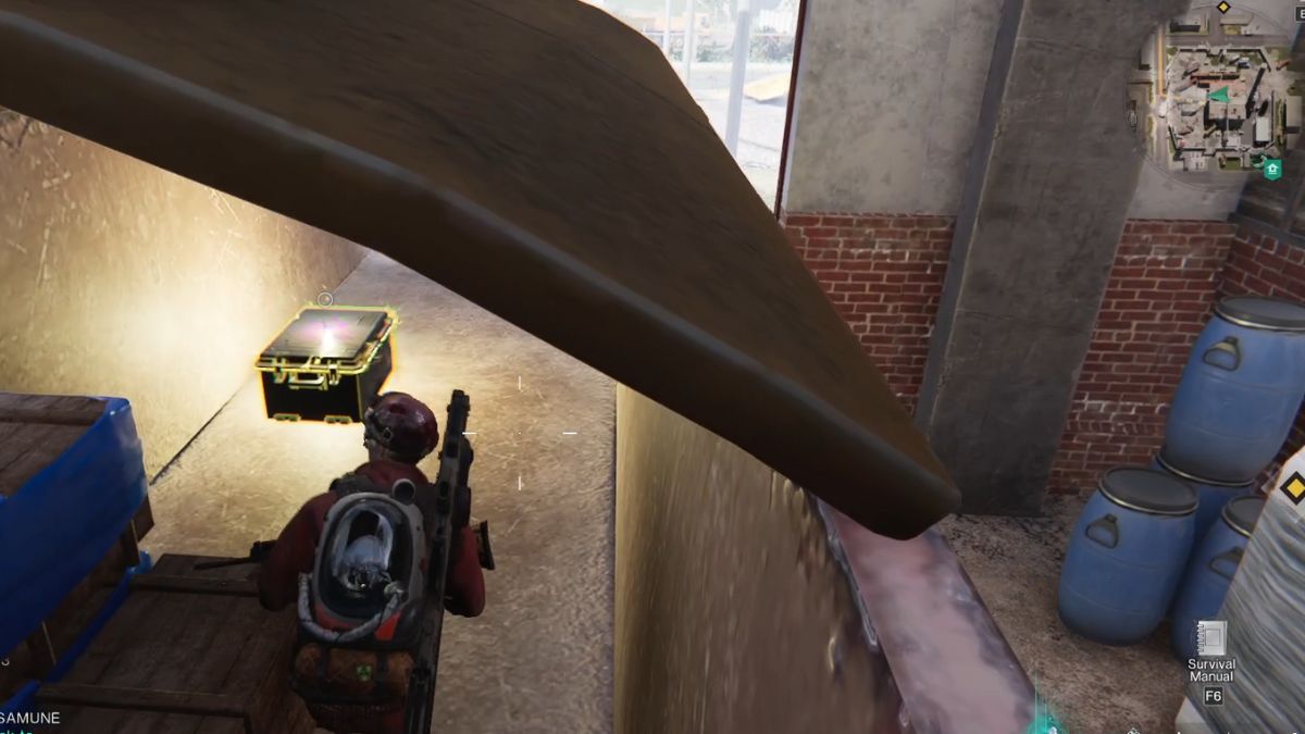 A player approaches a gear crate found at Furnace Lair in Once Human.