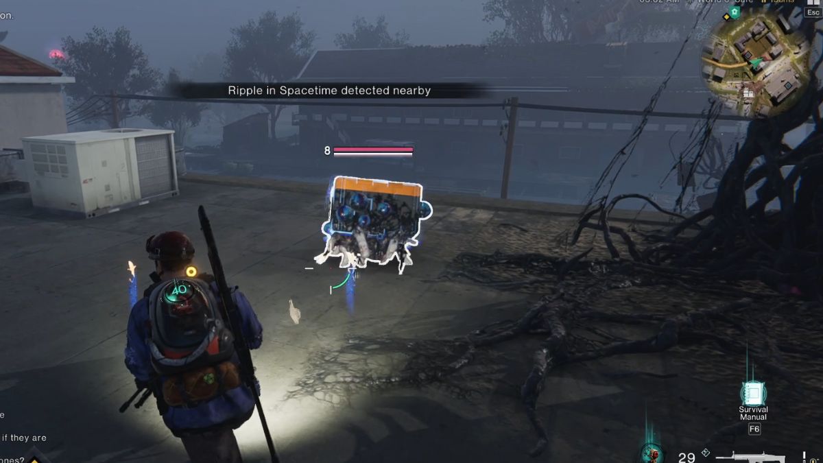 Player fighting a Morphic Chest on the roof of a building in Brookham.