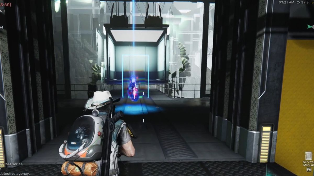 A player runs towards the dungeon reward sphere after beating Securement Silo Sigma in Once Human.