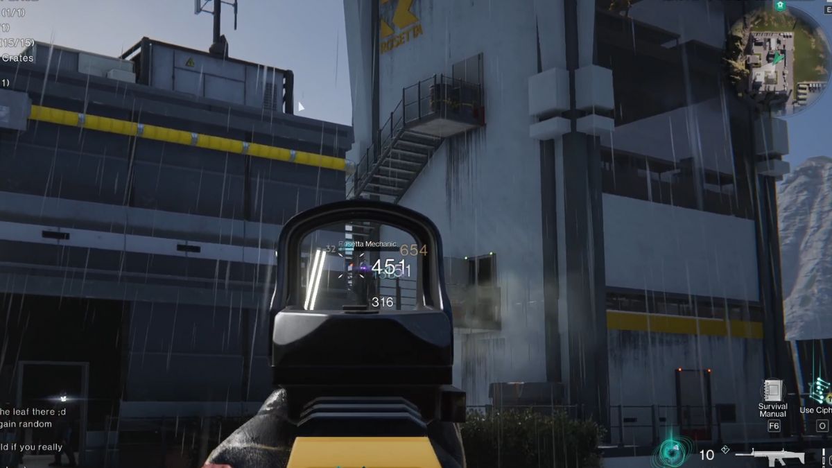 Player fighting a Rosetta Mechanic in the northern part of the Gaia Military Base in Once Human. 