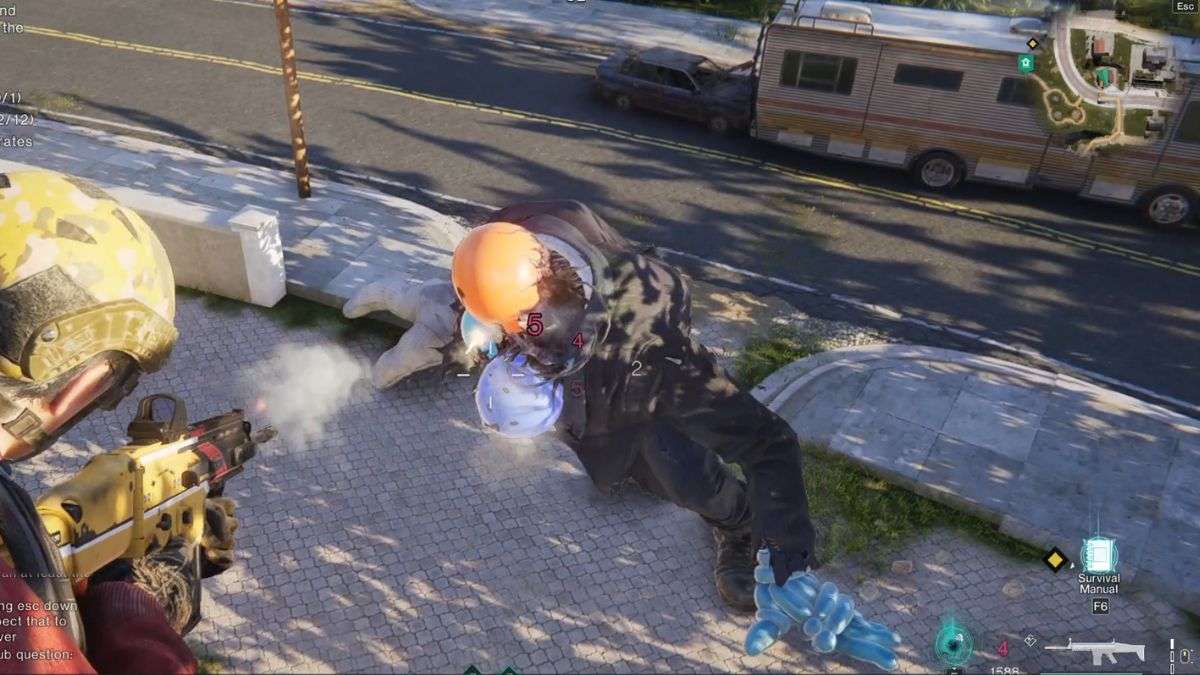 Player fights the balloon boss at Holt Town in Once Human.