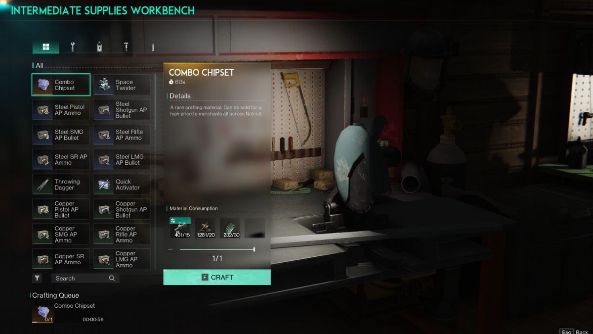 A player crafting a Combo Chipset for Energy Links in Once Human.