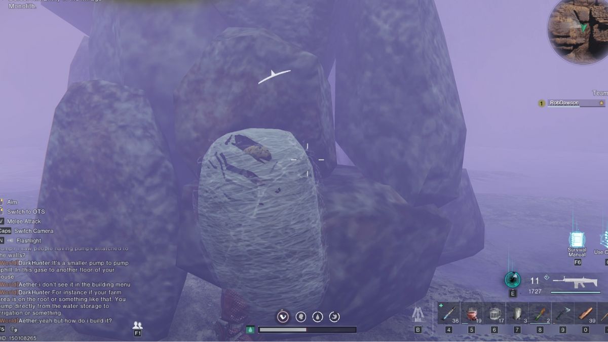A player gets stuck on the rock pillar in the Arachsiam boss fight in Once Human.