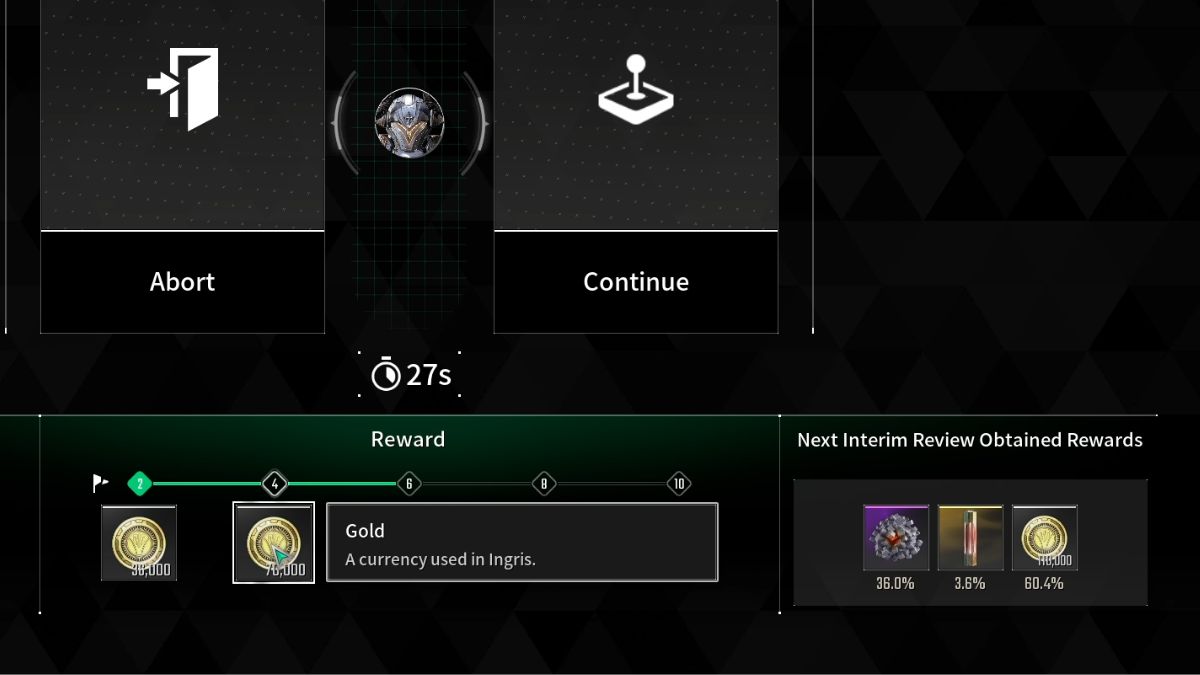Rewards screen of the Kuiper Block Mining Special Operation in The First Descendant showing over 100,000 gold gained in two levels. 