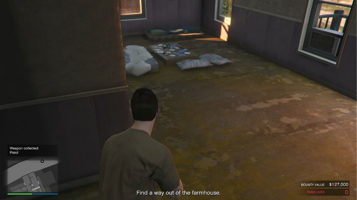 The room that contains the farmhouse key in the Leroy O'Neil bounty mission. 