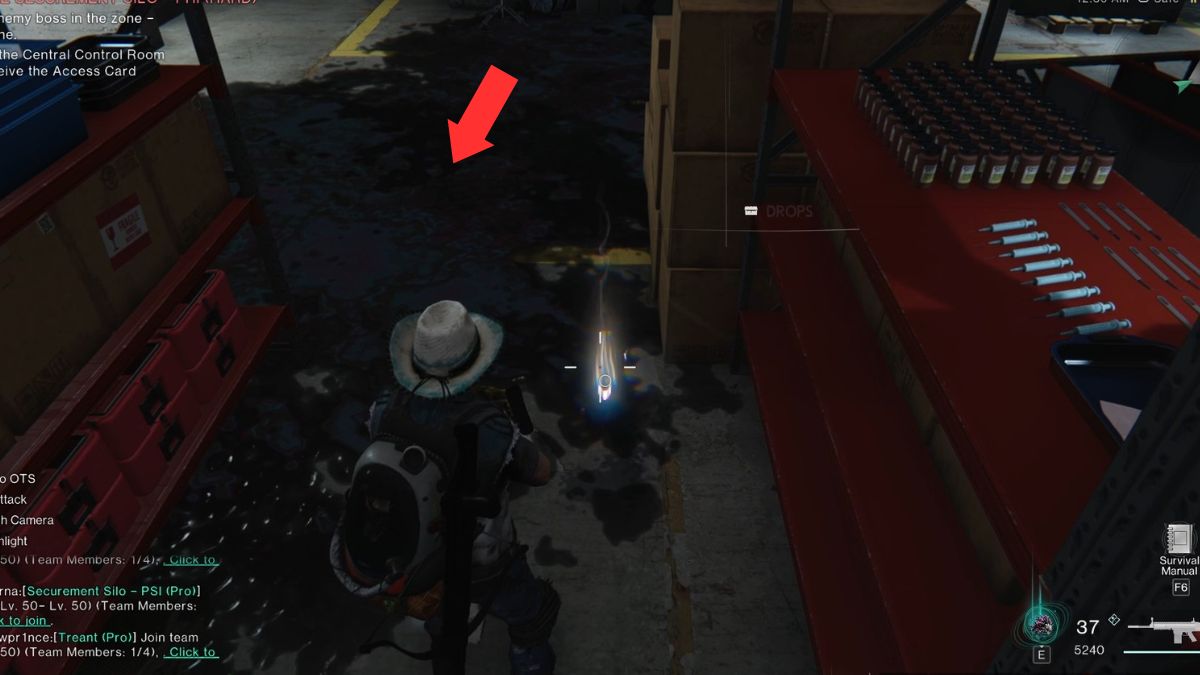Black sludge on the floor in Securement Silo PHI that drops a player's sanity when stepped on.