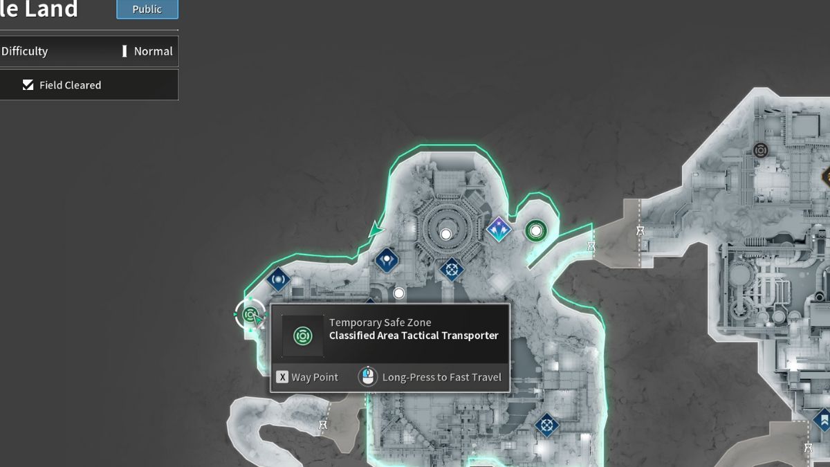 A map to the fast travel location needed to find an Encrypted Storage Vault in The First Descendant.