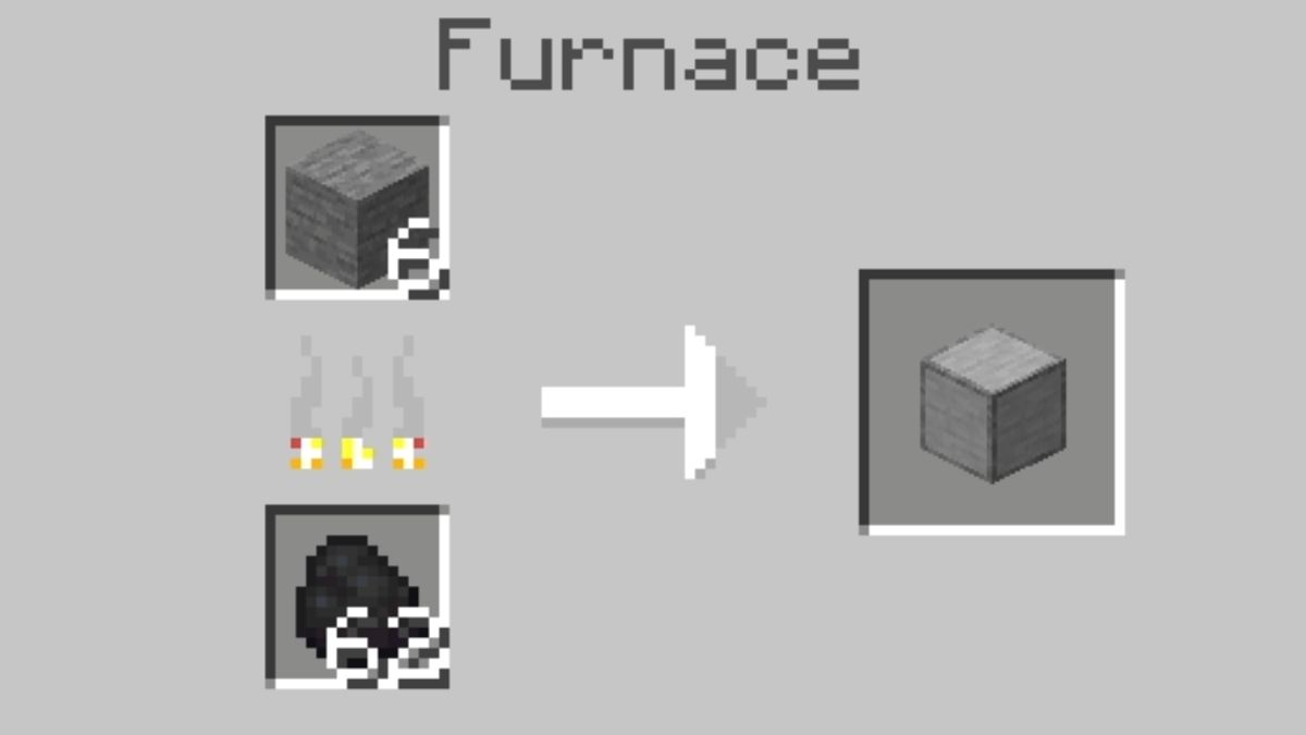 Stone smelting in a furnace and producing Smoothstone, showing how to make Smoothstone in Minecraft.