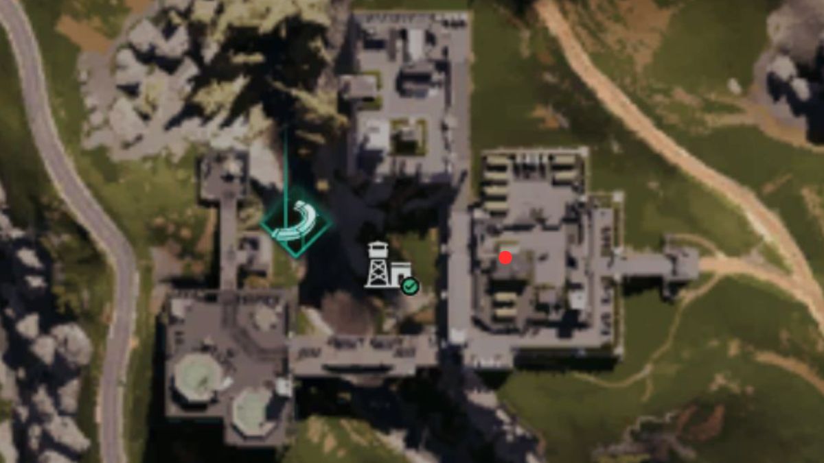 The Mystical Crate location marked on a map of Gaia Military Base in Once Human.