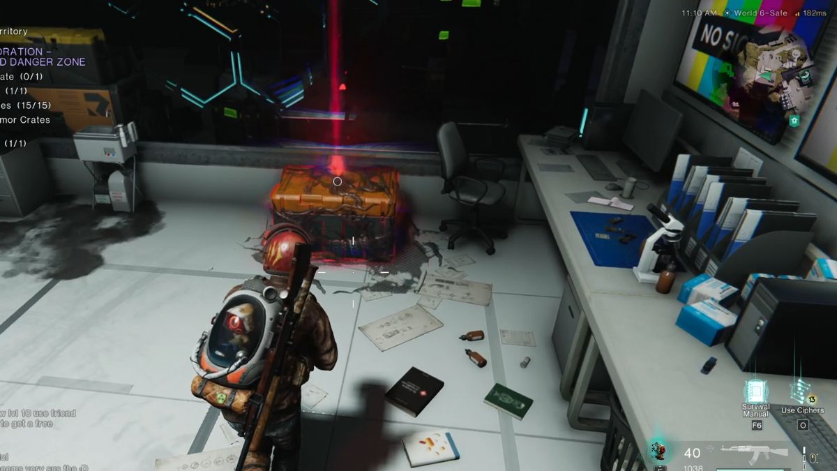 The location of the Mystical Crate showing where to find it at the Monolith of Greed in Once Human.