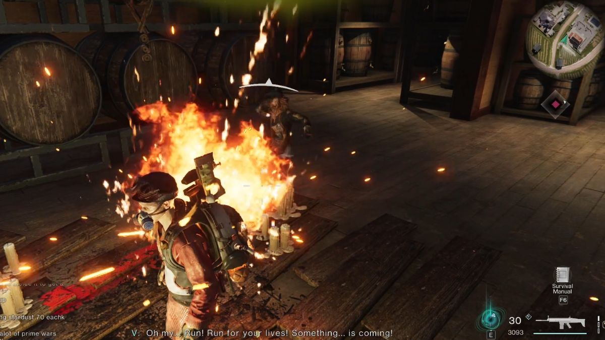 The scarecrow from the quest at Evergreen Vineyard attacks the player while he attempts to open a weapon crate underground. 