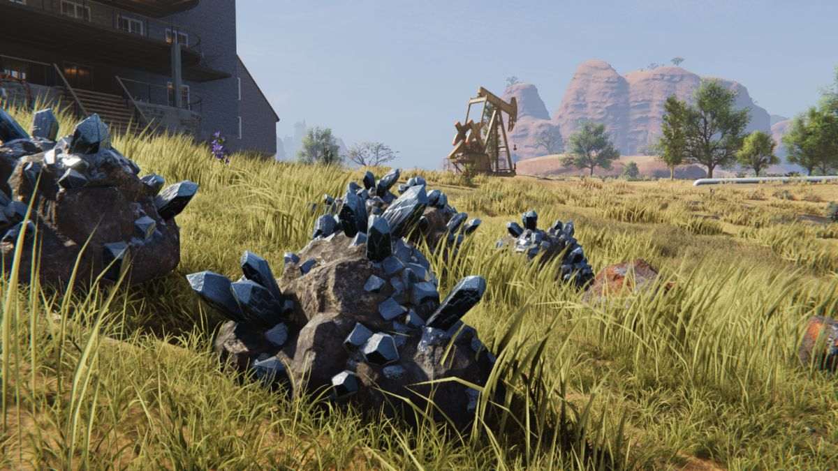 Tungsten ore in a field in Once Human, showing players what the ore looks like.