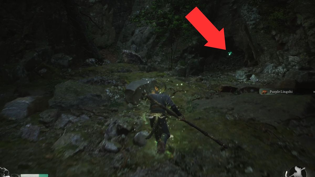 A glowing spot where the player can find extra Will in the Forest of Wolves in Black Myth: Wukong.