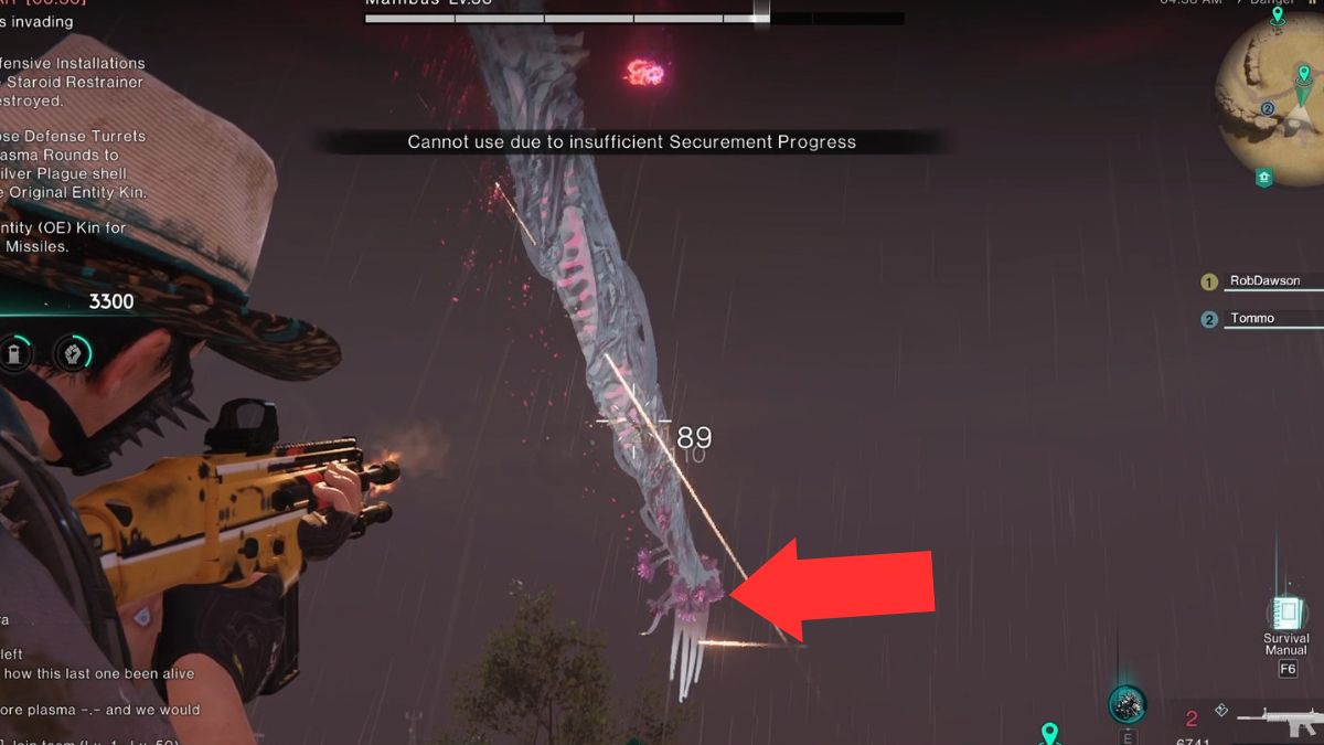 A player attacks the Manibus in the Nightmare Prime War in Once Human. 