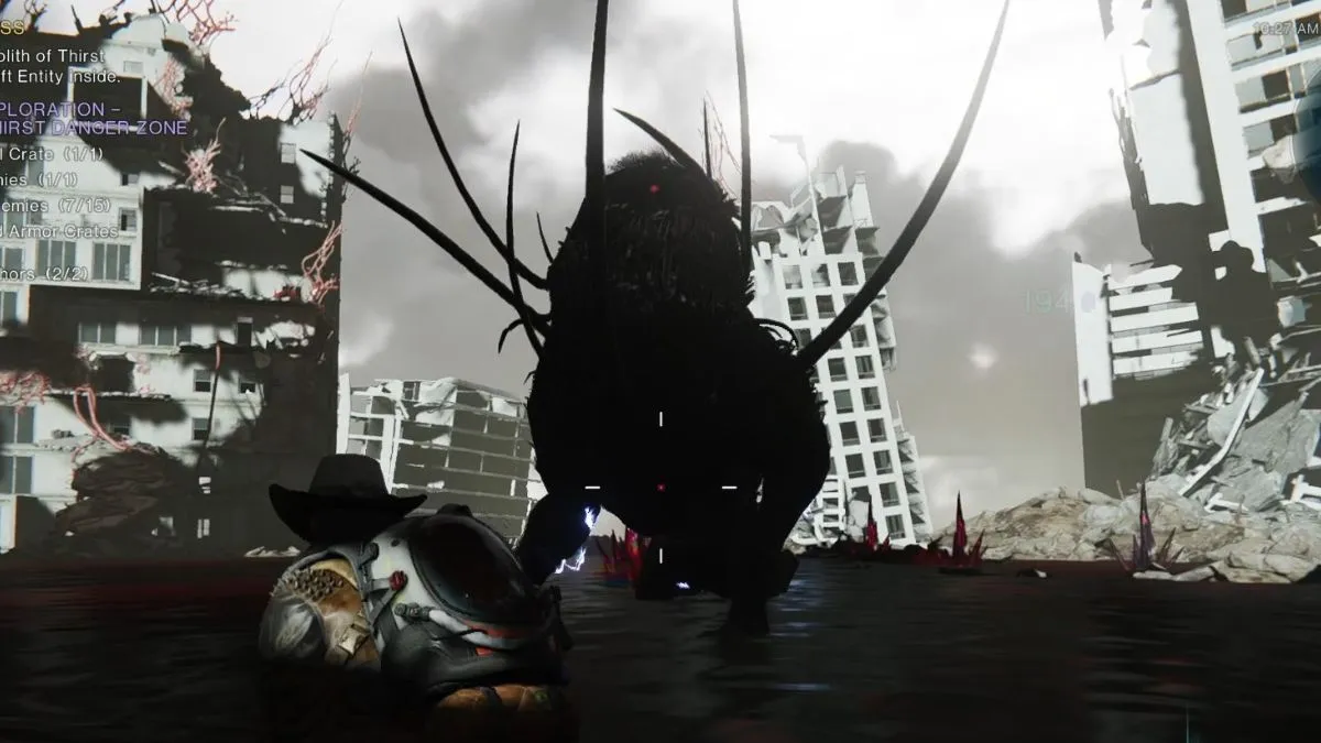 A player deals the final blow to the Shadow Hound in the Once Human boss fight.