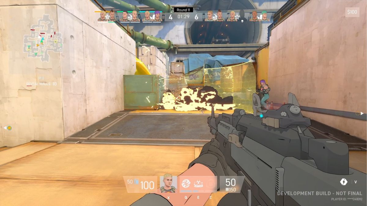 A player in the midst of combat while grenades go off in Spectre Divide closed beta.