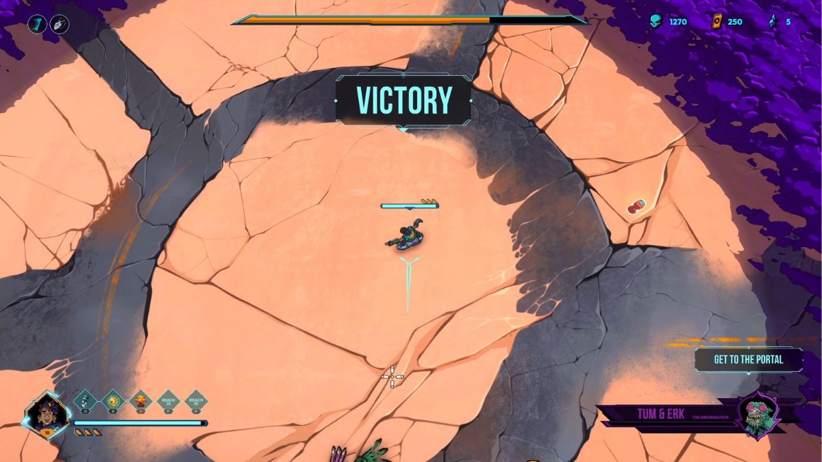 The victory screen after a player defeats Tum & Erk, the Abomination from Defenders of the Omniverse.