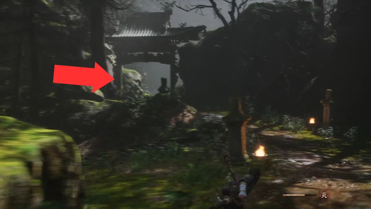 The Archway that leads to a boss fight with Guangzin in The Forest of Wolves. 
