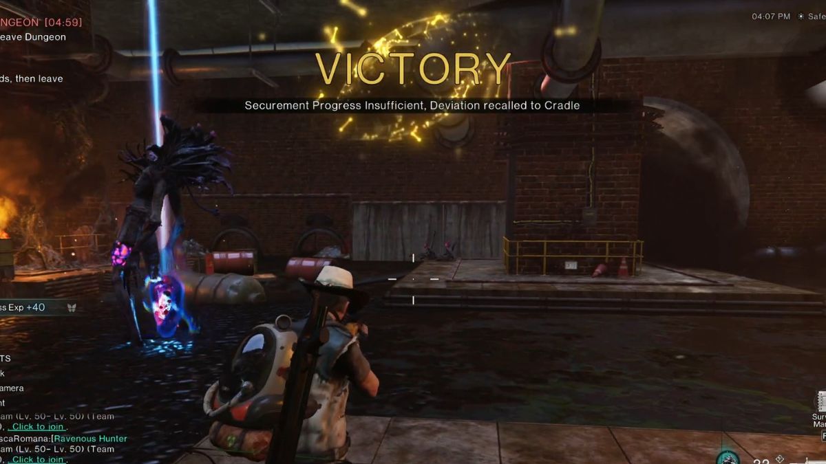A player in Once Human defeating the boss and clearing Securement Silo Theta, with a victory message on-screen.