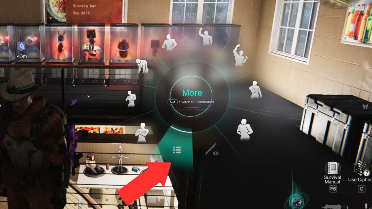 The emote wheel appears on screen after a player hits the X key, showing players how to use emotes.