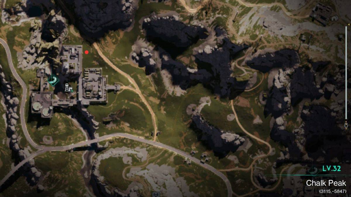 The Folding Bipod Location marked on a map in Once Human.