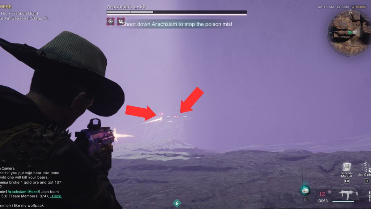 The eggs in the Arachsiam boss fight immunity phase, highlighted by arrows for reader reference. 