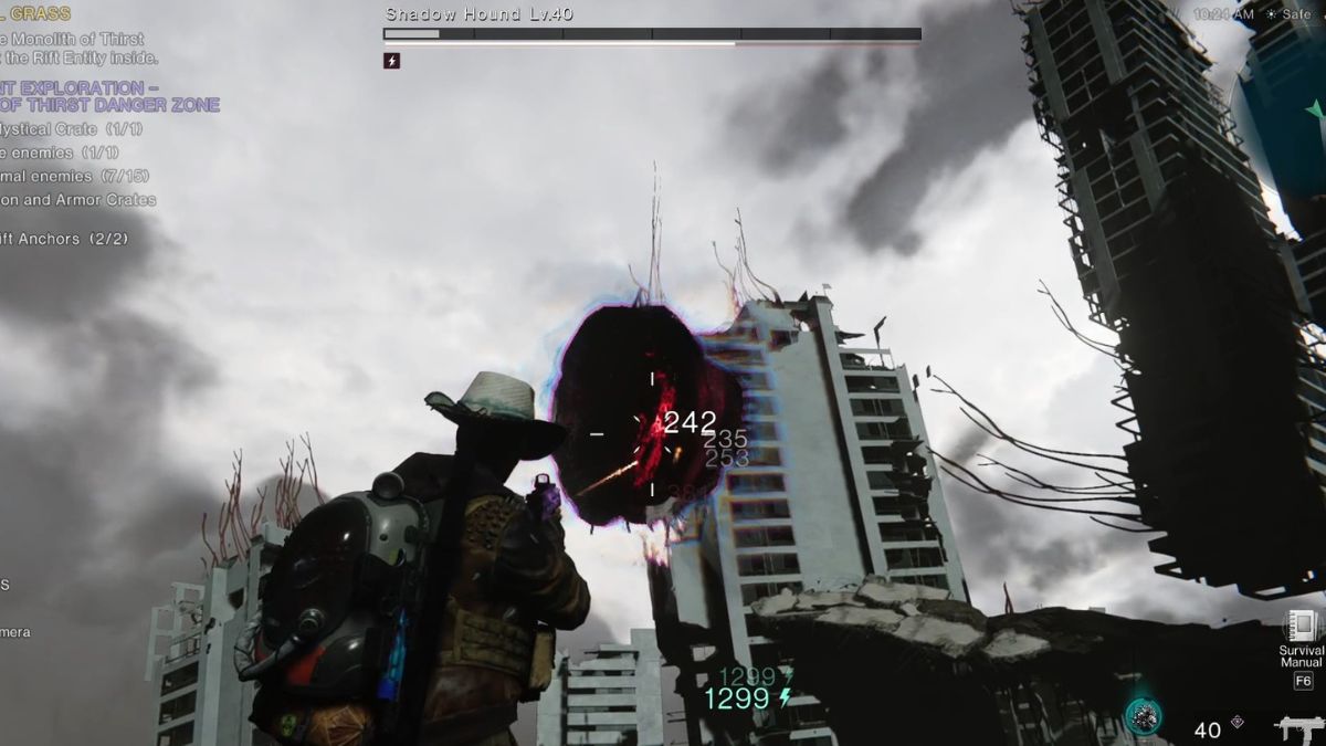 The Shadow Hound spins in the air during his spinning attack while the player shoots him down. 