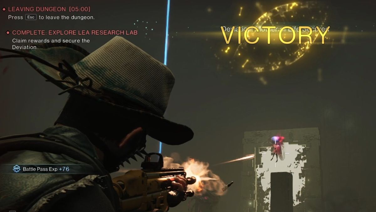 A player deals the final blow to the Mother of Life in LEA Labs, and the victory message displays on-screen.